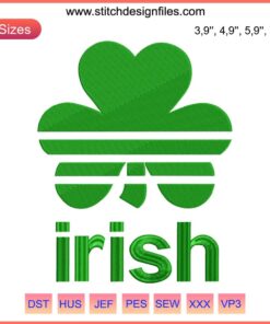 Irish-themed Adidas logo embroidery design file for machine sewing. Perfect for custom apparel and accessories.