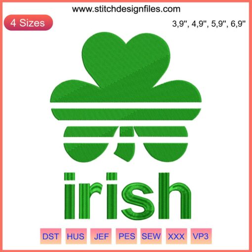 Irish-themed Adidas logo embroidery design file for machine sewing. Perfect for custom apparel and accessories.
