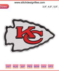 Kansas City Chiefs Logo Embroidery Design File | NFL Football Machine Embroidery | Chiefs Logo Design Download