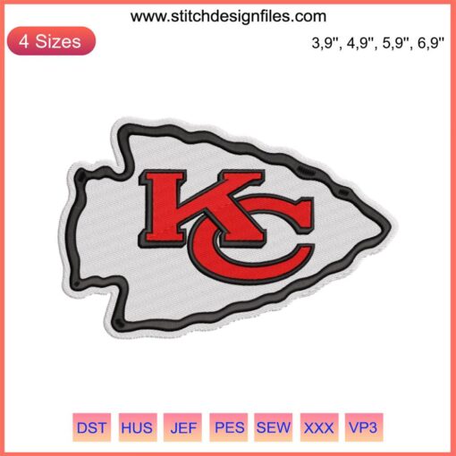 Kansas City Chiefs Logo Embroidery Design File | NFL Football Machine Embroidery | Chiefs Logo Design Download