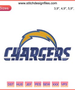 LA Chargers Logo Embroidery Design File for NFL Machine, American Football-themed, Digital Download, Sports Embroidery Pattern