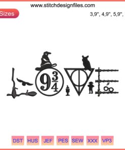 Silhouette Love Harry Potter Decal Logo Embroidery Design for Machine: Iconic Wizarding World Motifs, Perfect for DIY Crafts