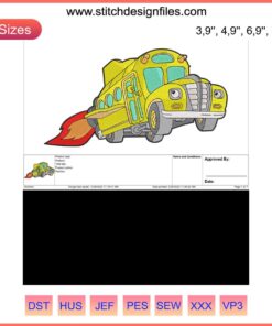 Magic School Bus Logo Embroidery Design File, Embroidery Machine Pattern, Cartoon Logo Stitch, Instant Download