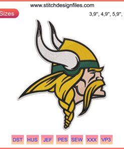 Minnesota Vikings Logo Embroidery Design File | NFL Football Patch | Team Emblem Digital Download