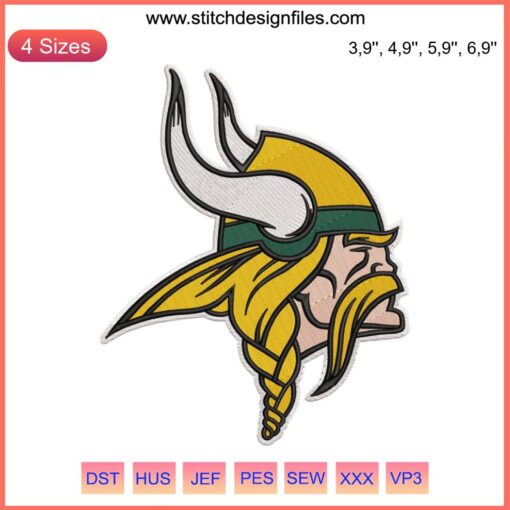 Minnesota Vikings Logo Embroidery Design File | NFL Football Patch | Team Emblem Digital Download