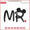 "Mr. Disney Logo Embroidery Design | Custom Machine File | Cartoon character typography with Mickey Mouse ears embroidery pattern"