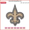 New Orleans Saints Logo Embroidery Design: Bold NFL Icon, Black and Gold Threadwork, American Football Team Pattern File.