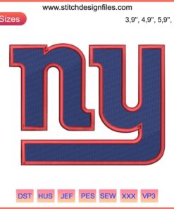 New York Giants Logo Embroidery Design Machine File | NFL American Football Team Emblem for Embroidery Machines