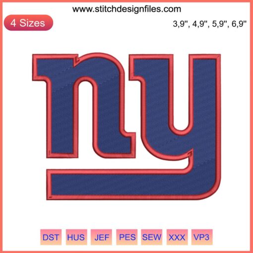 New York Giants Logo Embroidery Design Machine File | NFL American Football Team Emblem for Embroidery Machines