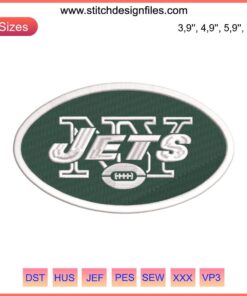 New York Jets NFL Logo Embroidery Design File, American Football Team Emblem, High-Quality Digital Stitch Pattern
