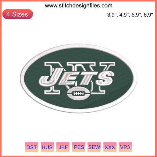 New York Jets NFL Logo Embroidery Design File, American Football Team Emblem, High-Quality Digital Stitch Pattern