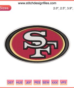San Francisco 49ers Logo Embroidery Design File, NFL American Football, Downloadable Machine Embroidery Pattern