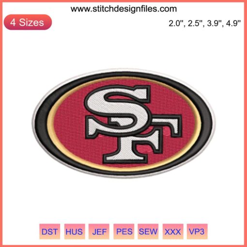 San Francisco 49ers Logo Embroidery Design File, NFL American Football, Downloadable Machine Embroidery Pattern