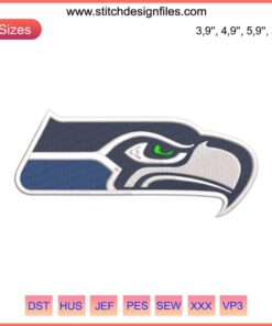 Seattle Seahawks Logo Embroidery Design File | NFL American Football | Detailed Seahawks emblem for machine embroidery fans