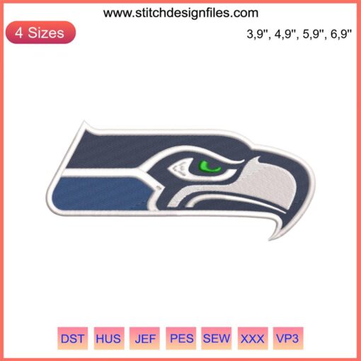Seattle Seahawks Logo Embroidery Design File | NFL American Football | Detailed Seahawks emblem for machine embroidery fans