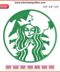 Starbucks Wheel Stickers Logo Embroidery Design File for Embroidery Machines, Features Iconic Green Siren Emblem
