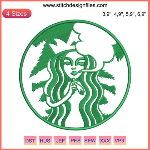 Starbucks Wheel Stickers Logo Embroidery Design File for Embroidery Machines, Features Iconic Green Siren Emblem