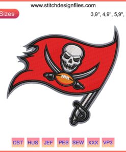 Tampa Bay Buccaneers Logo Embroidery Design File | NFL American Football Machine Pattern