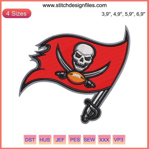 Tampa Bay Buccaneers Logo Embroidery Design File | NFL American Football Machine Pattern