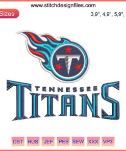 Tennessee Titans Logo Embroidery Design File | NFL American Football Machine Stitching Pattern