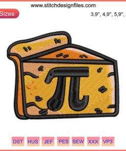 Cheese PI Day Embroidery Design File for Machine, Fun Math & Cheese Theme, Instant Download, Celebrate March 14 Pi Day with Style!