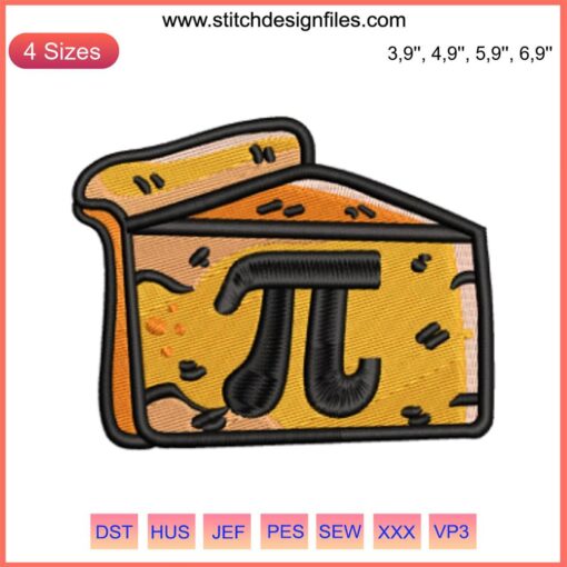 Cheese PI Day Embroidery Design File for Machine, Fun Math & Cheese Theme, Instant Download, Celebrate March 14 Pi Day with Style!