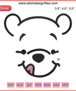 Winnie The Pooh Logo Face Embroidery Design File for Machine, Cute Pooh Face, Digital Download, Embroidery Pattern