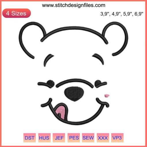 Winnie The Pooh Logo Face Embroidery Design File for Machine, Cute Pooh Face, Digital Download, Embroidery Pattern
