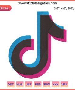 TikTok Logo Embroidery Design File for Embroidery Machine, Digital Download, DIY Embroidery Pattern