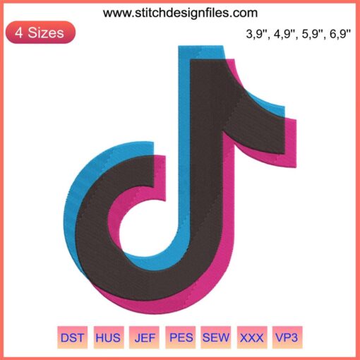 TikTok Logo Embroidery Design File for Embroidery Machine, Digital Download, DIY Embroidery Pattern