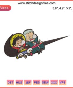 Luffy Zoro One Piece Embroidery Logo, Nike Style | Instant Download File, Anime Fan Design, Pirate Straw Hat Crew Badge