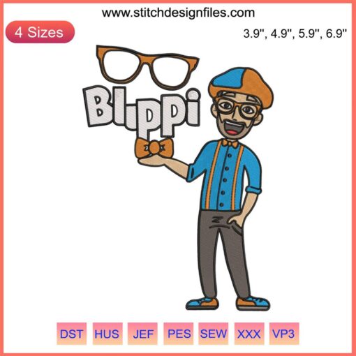 Blippi Funny Embroidery Design File| Bright, playful Blippi character embroidery for machine stitching| Downloadable digital file