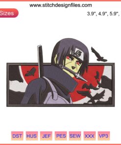 Itachi Uchiha Logo Embroidery Design File for Embroidery Machine - Detailed Anime Pattern for Crafts and Apparel Decor