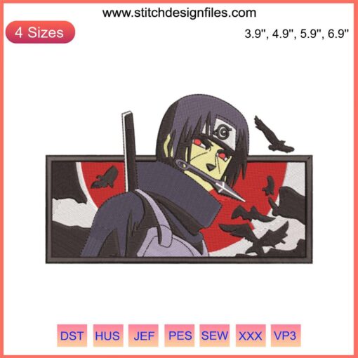 Itachi Uchiha Logo Embroidery Design File for Embroidery Machine - Detailed Anime Pattern for Crafts and Apparel Decor