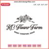 KC Flower Farm Embroidery Design File: Elegant floral logo for embroidery machines, digital download, DIY sewing projects.
