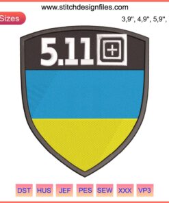 5.11 Tactical Ukraine Logo Embroidery Design File, featuring blue and yellow elements, inspired by 5.11 Tactical gear.