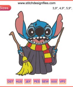 Stitsh Harry Potter Logo Lilo & Stitch Embroidery Design for Machine, Unique DIY Pattern, Wizard Themed Sewing File