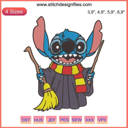Stitsh Harry Potter Logo Lilo & Stitch Embroidery Design for Machine, Unique DIY Pattern, Wizard Themed Sewing File