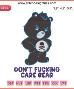 Don't Fucking Care Bear Logo Embroidery Design File for Bear Embroidery Machine | Unique Bear Logo Embroidery Pattern
