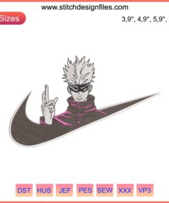 Satoru Gojo Jujutsu Kaisen Logo Embroidery Design | Nike Inspired Machine File | Anime Stitch Pattern