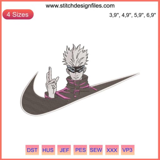 Satoru Gojo Jujutsu Kaisen Logo Embroidery Design | Nike Inspired Machine File | Anime Stitch Pattern