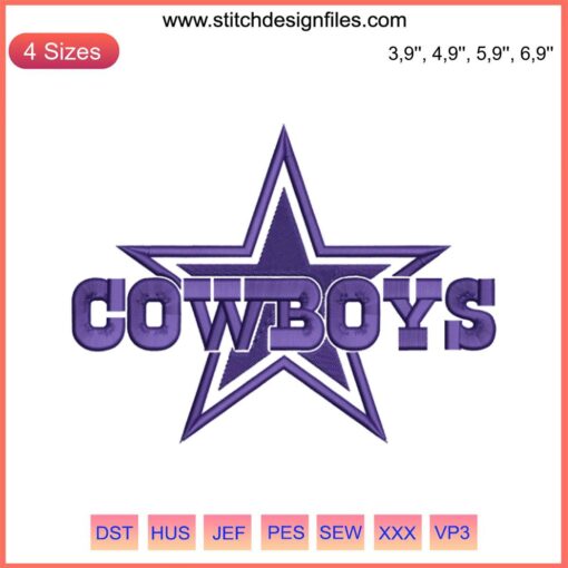 Cowboys Star Logo Embroidery Design File | NFL American Football, Stylish Digital Stitching for Embroidery Machines