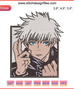 Satoru Gojo Jujutsu Kaisen Logo Embroidery Design | Machine File | Anime-Inspired Stitch Pattern | Digital Download
