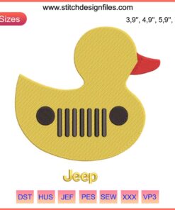 Duck Duck Jeep Grille Logo Embroidery Design File for Embroidery Machine, featuring detailed duck grille pattern.