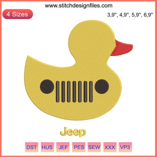 Duck Duck Jeep Grille Logo Embroidery Design File for Embroidery Machine, featuring detailed duck grille pattern.
