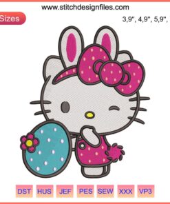 Hello Kitty Bunny Ear Eggs Embroidery Design File | Embroidery Machine Pattern