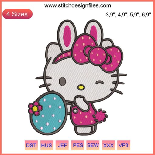Hello Kitty Bunny Ear Eggs Embroidery Design File | Embroidery Machine Pattern