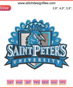 Saint Peter's University Peacocks Men's Basketball Logo Embroidery Design File | Embroidery Machine Pattern