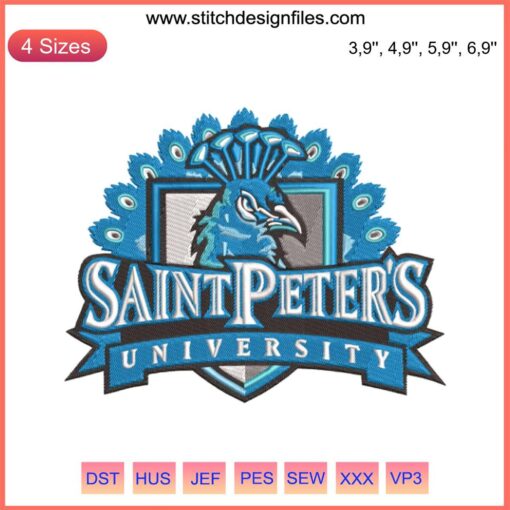 Saint Peter's University Peacocks Men's Basketball Logo Embroidery Design File | Embroidery Machine Pattern