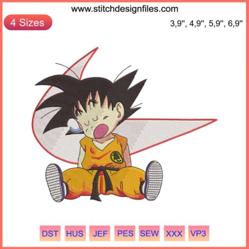 Goku Niño Dragon Ball Son Goku Logo Embroidery Design File for Embroidery Machine, Anime Character Embroidery Pattern.